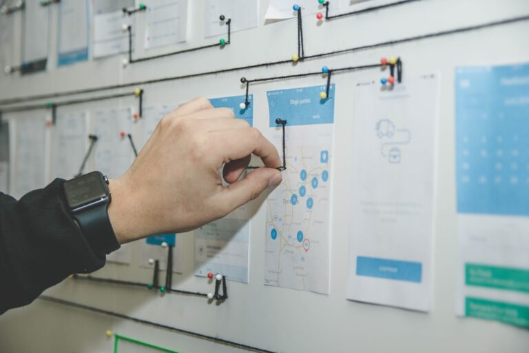 Color swatches and design materials on workspace