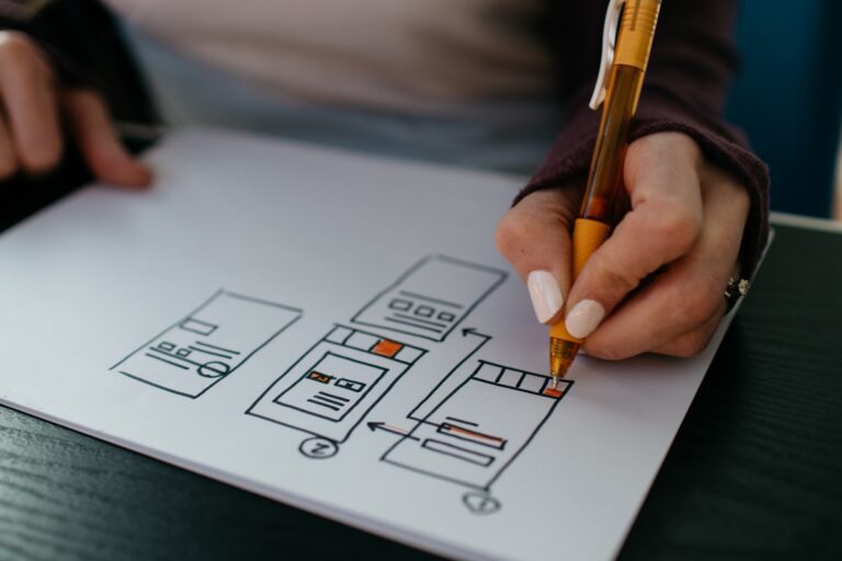 Developer working on website code and design